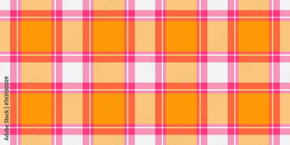 Xmas seamless background textile, infant fabric check pattern. Checking plaid tartan vector texture in pink and red colors.