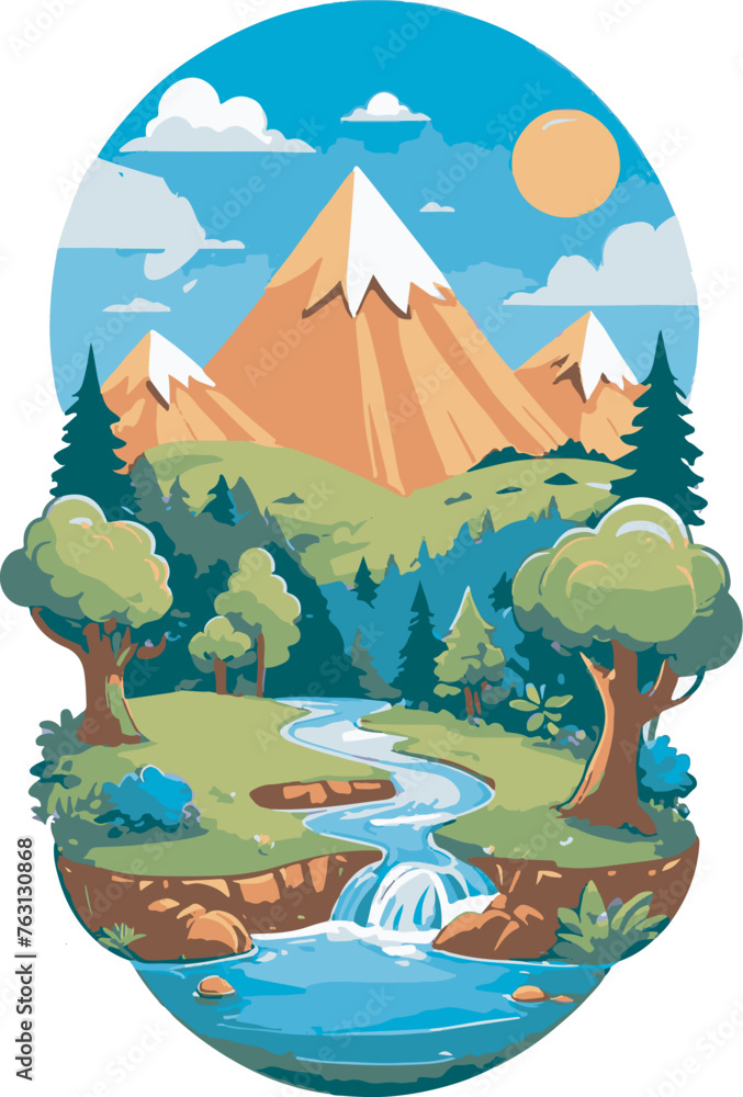 Adobe Illustrator Artwork Of Nature Landescape Tshirt Mockup Friendly Vector