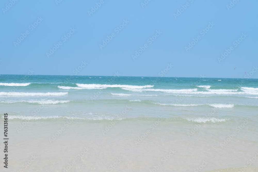 Blue sea with white sand in summer.