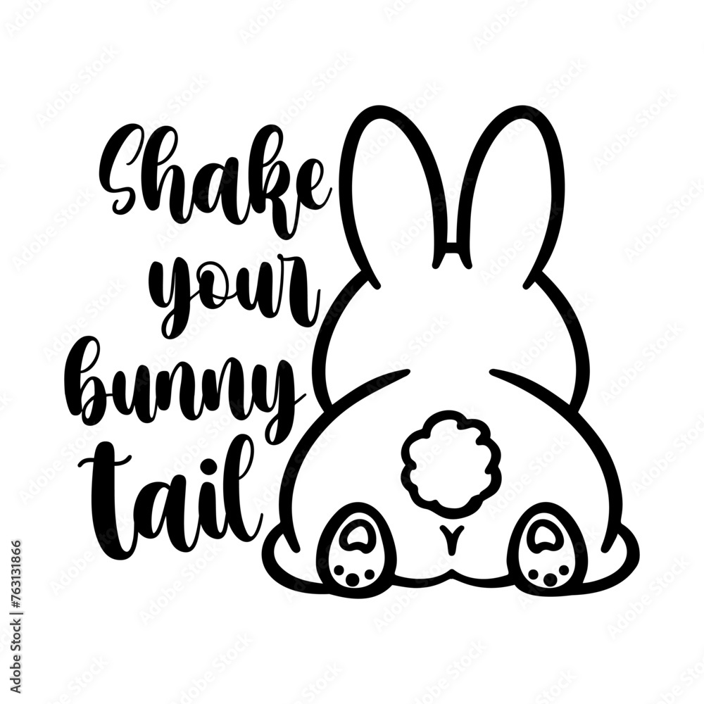 Cute baby bunny butt, Shake you bunny tail quote, easter holiday. Vector illustration. Cute baby bunny butt, Shake you bunny tail quote, easter holiday. Vector illustration.