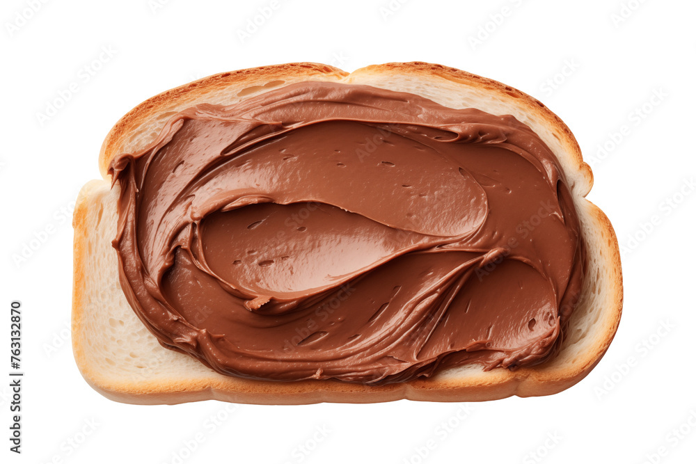 Chocolate spread on slice of bread isolated on transparent or white background, png Chocolate spread on slice of bread isolated on transparent or white background, png