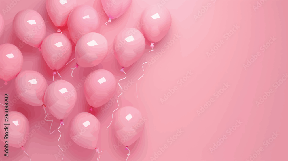 pink balloons with hearts on a pink background