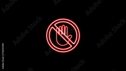 Free Download Glowing stop hand sign. Ban or prohibited sign. Stop symbol. glowing hand alert icon on a black background. neon stop sign with hand symbol icon illustration. - GFXLoad