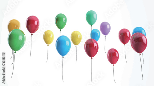 Colorful balloons on white background. Celebration concept. 3D Rendering