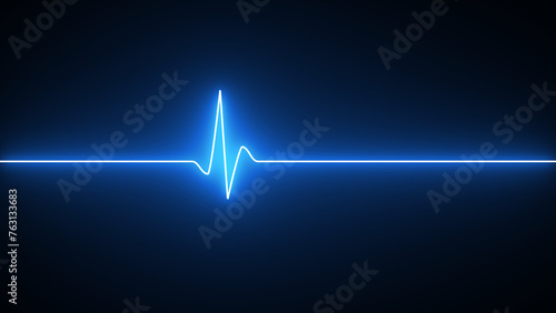 Neon glowing heartbeat or pulse rate line. Health and Medical concept. EKG Pulse line, cardiogram and rhythm. photo