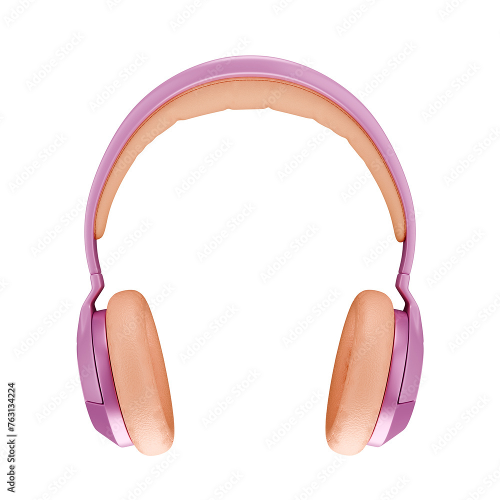 Over-ear headphones light pink 3D rendering. Over-ear headphones light pink 3D rendering.