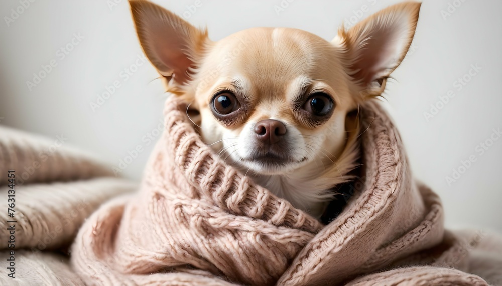 A Chihuahua Snuggled Up In A Warm Sweater Upscaled 2