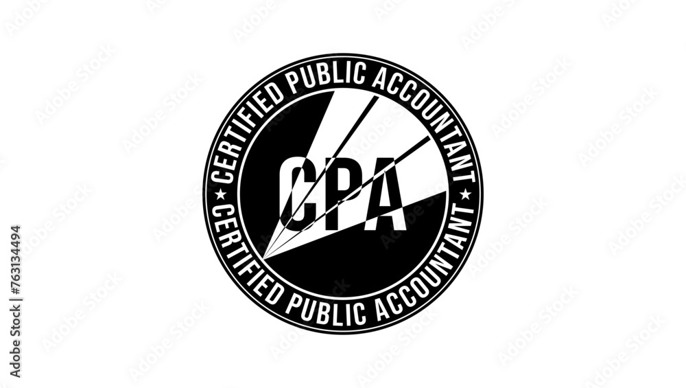 Certified public accountant sign, black isolated silhouette
