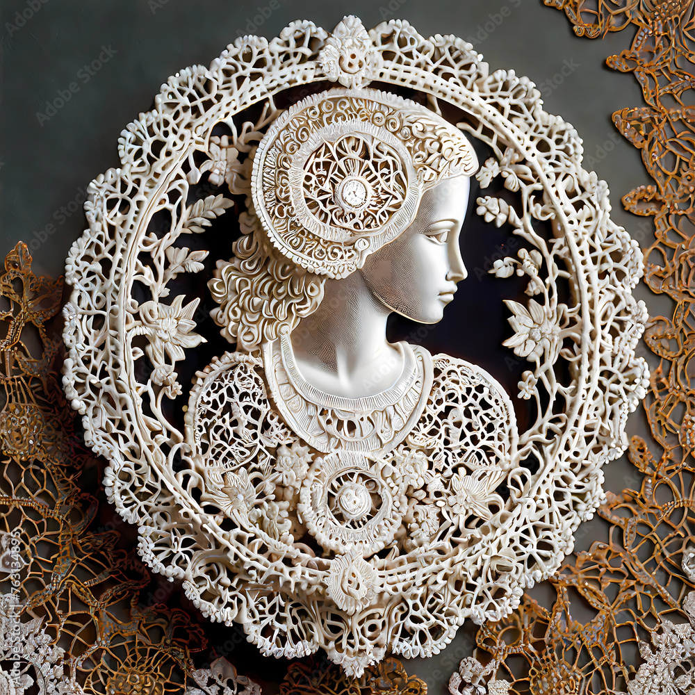 Georgian-style lace cameo motif Georgian-style lace cameo motif