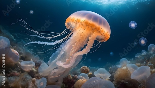 A Jellyfish In A Sea Of Twinkling Sea Life Upscaled 3 © Heer