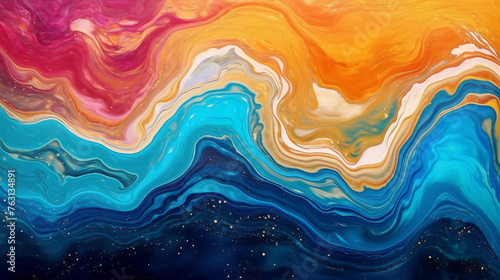 Wallpaper Mural Colorful abstract acrylic pouring art with vibrant swirls and flow Torontodigital.ca