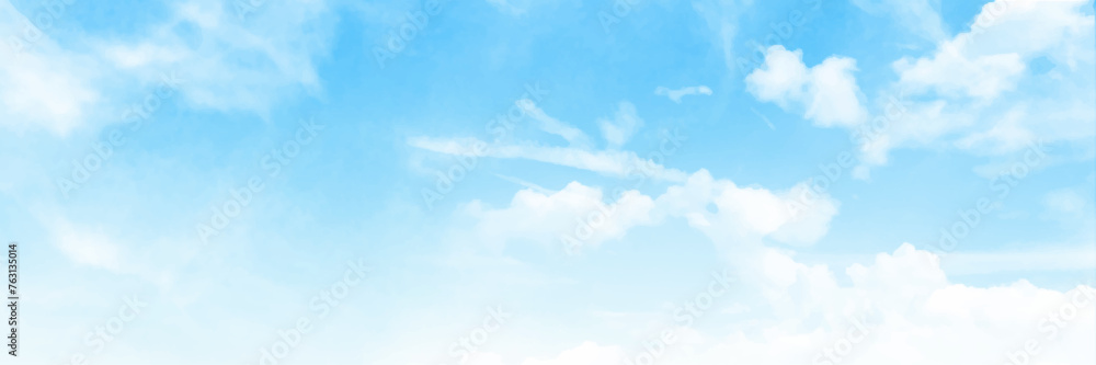 Sky blue background. Sky cloud clear. Beautiful blue sky and white clouds of various shapes with sunlight. Nature background - obrazy, fototapety, plakaty 