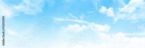 Sky blue background. Sky cloud clear. Beautiful blue sky and white clouds of various shapes with sunlight. Nature background