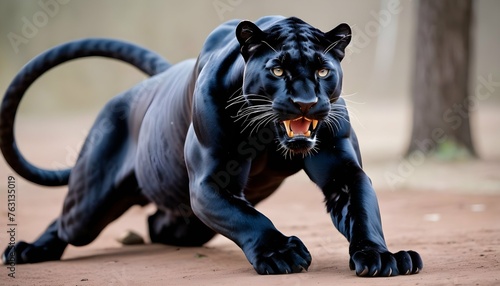 A Panther With Its Muscles Coiled Ready To Strike Upscaled 7