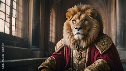 貴族服を着たライオン,Generative AI  photo