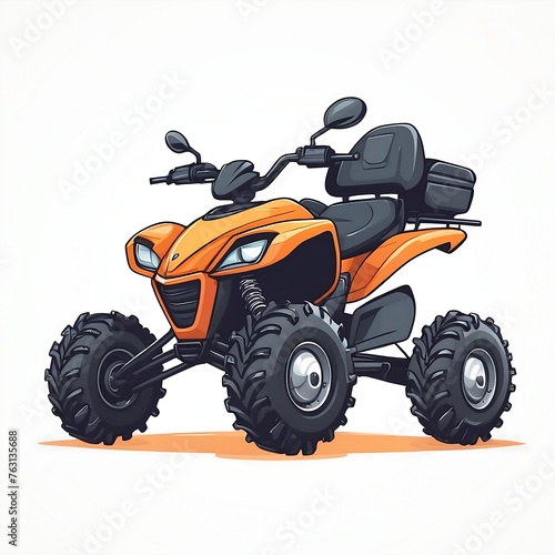 Cute Cartoon Quad bike, Vector illustration on a white background With Ai generative.