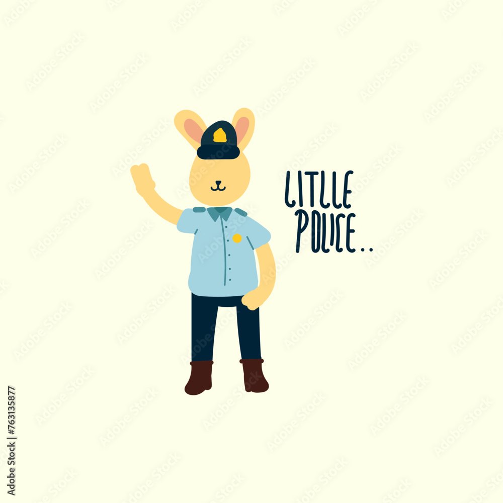 Cute little bunny police vector illustration for fabric, textile and print