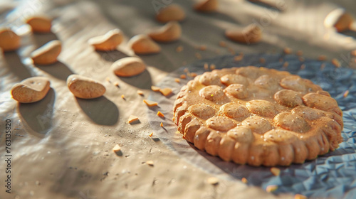 Peanut Butter Cookie 3d Advertisement Banner  Generative AI.
