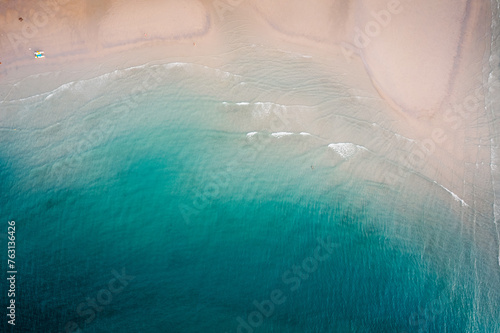Beach and sea in the evening, high angle view