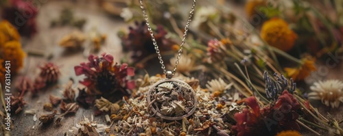magical amulet of dried flowers.