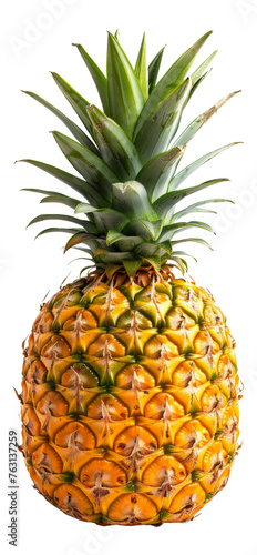 Ripe pineapple with textured skin, cut out - stock png.