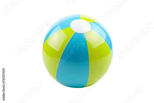 Blue and Green Beach Ball on White Background