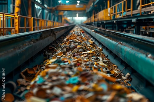 The Process of Incinerating Collected Waste at a Sorting Center. Concept Waste Management, Incineration Process, Sorting Center, Environmental Impact, Recycling Efforts