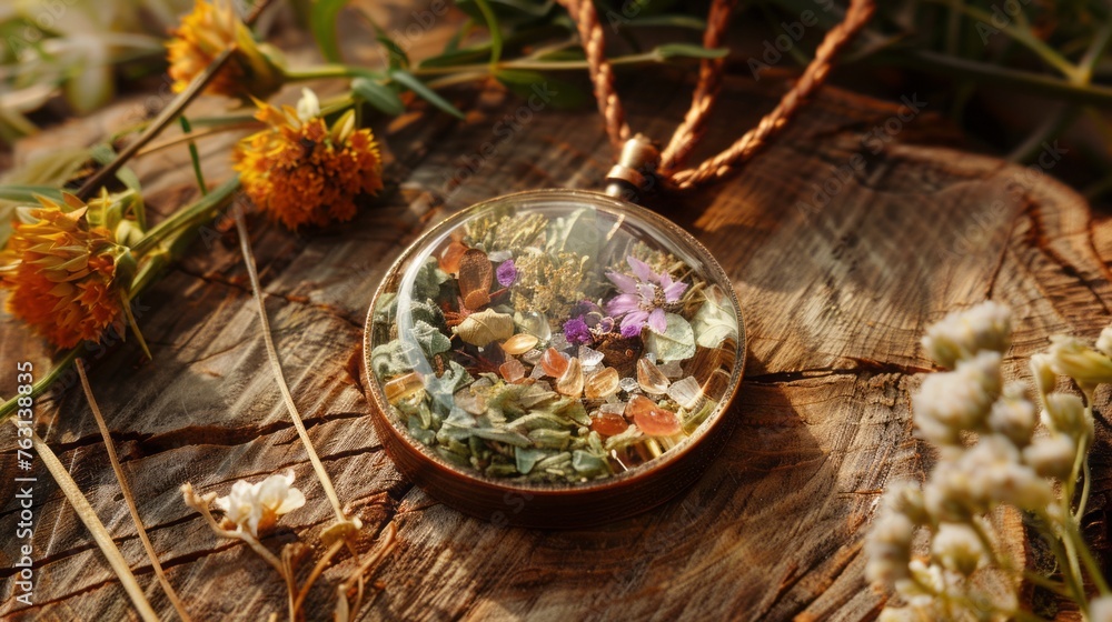 magical amulet of dried flowers. magical amulet of dried flowers.