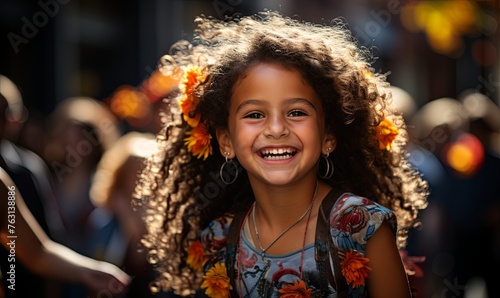 Little Girl With Flower in Her Hair