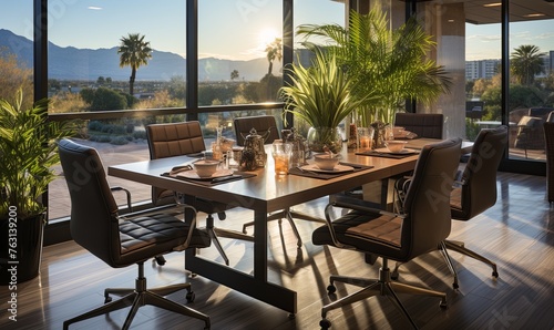 Dining Room Table Overlooking Majestic Mountains