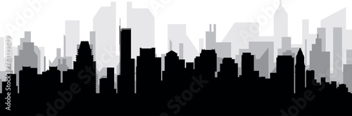 Black cityscape skyline panorama with gray misty city buildings background of BOSTON, UNITED STATES © Sanja