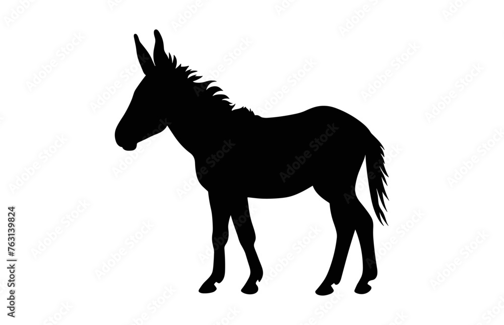 Donkey animal Silhouette black Vector isolated on a white background