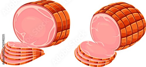 Illustration of ham on white background.	