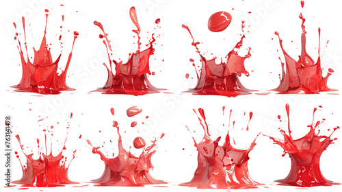 Set of red paint splashes.