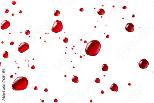 Numerous Red Bubbles Floating in the Air