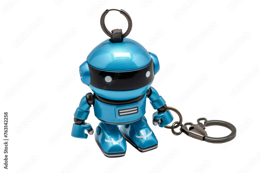 Blue Robot Keychain With Black Face