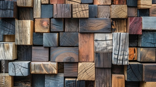 Background made from wooden blocks  modern texture.