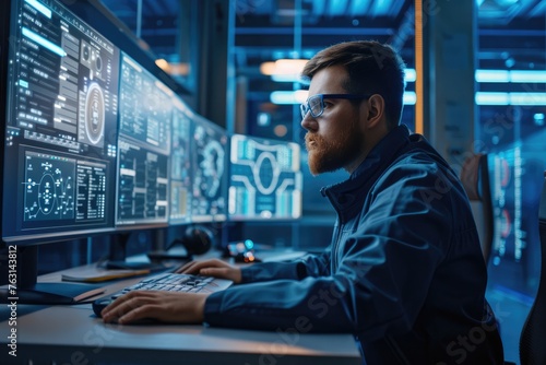 Man Sitting in Front of Computer Monitor