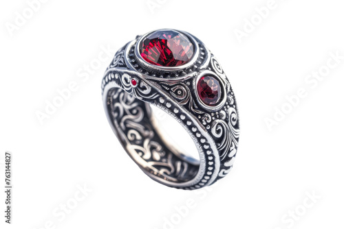 Silver Ring With Red Stone