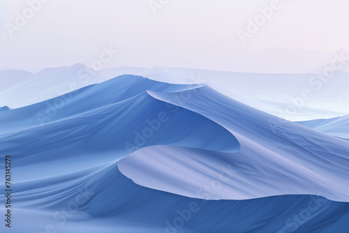 Surreal blue sand dune landscape. Colorful background image. Created with Generative AI technology.
