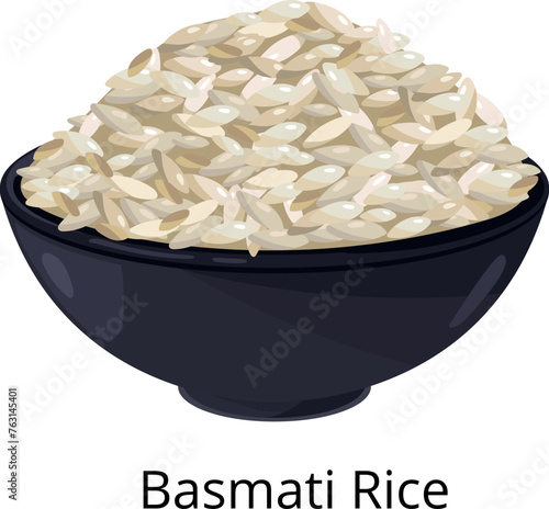Basmati rice bowl. Dinner meal. Grain food