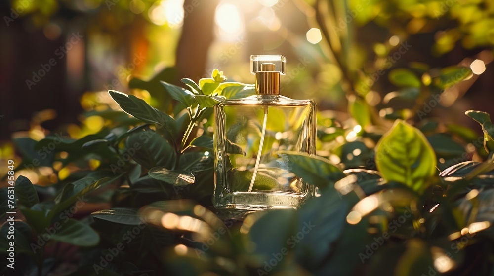 Luxury Perfume Bottle Mockup with Nature Background Luxury Perfume Bottle Mockup with Nature Background