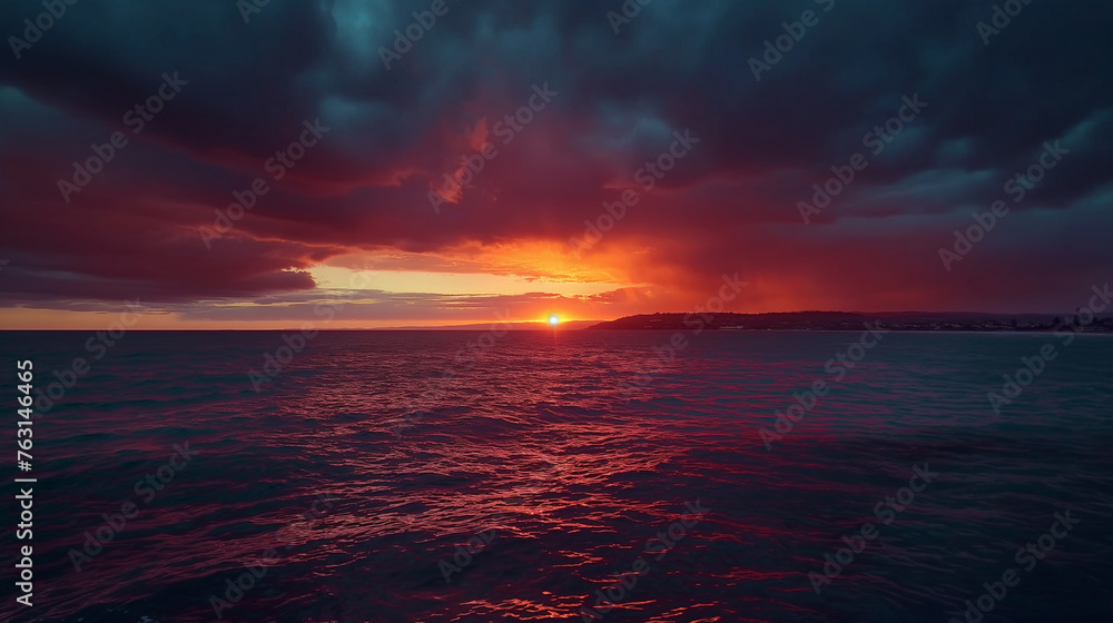 Dramatic Sunset Time Lapse. Sunrise over the sea. Landscapes photography