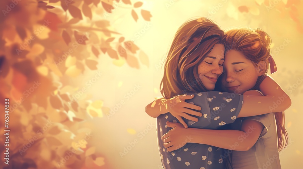 Illustration of mother with her child for Mother's Day Illustration of mother with her child for Mother's Day