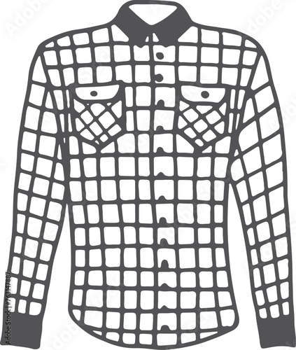 Square pattern shirt black icon. Retro clothes