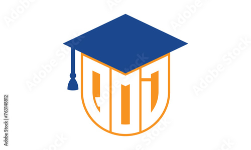 QOD initial letter academic logo design vector template. school college logo, university logo, graduation cap logo, institute logo, educational logo, library logo, teaching logo, book shop, varsity photo