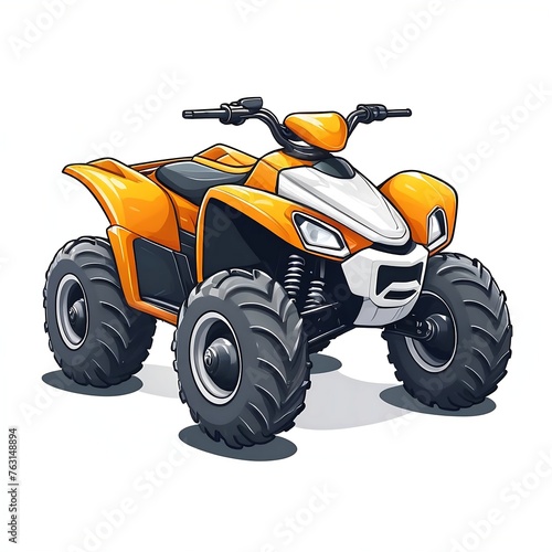 Cute Cartoon Quad bike  Vector illustration on a white background white ai generative..