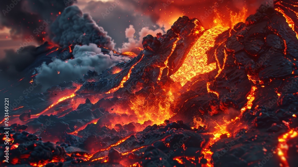 lava spreads on the ground