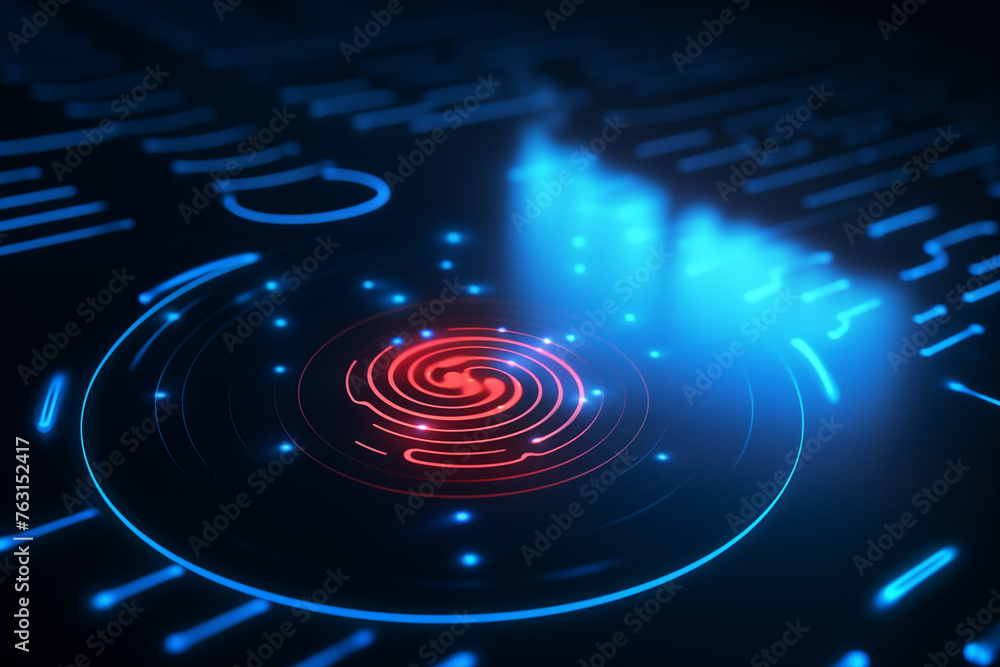 Fototapeta premium Identification system scanning human fingerprint.
