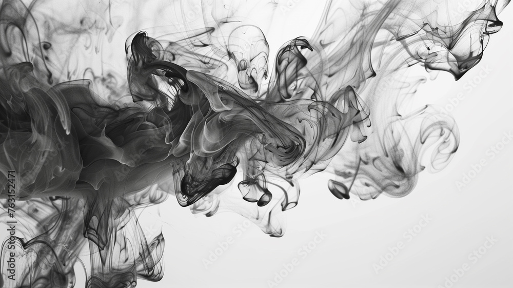 A black smoke cloud with a white background A black smoke cloud with a white background